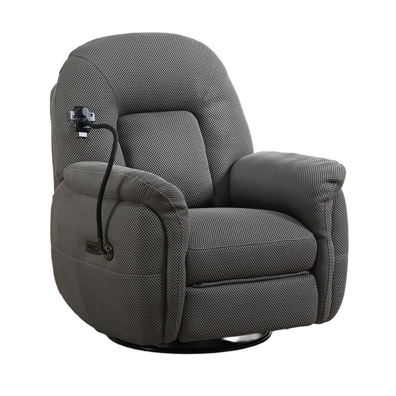 Solden Electric Reclining Swivel Armchair With Phone Holder Fabric Grey