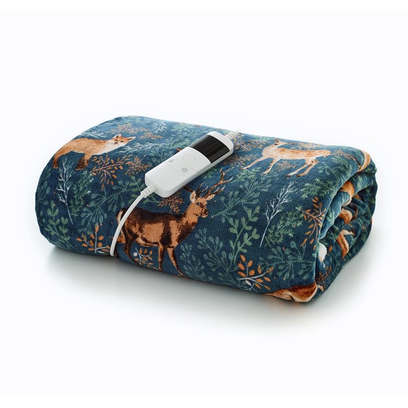 Fox and Deer Heated Throw 140x180cm Teal