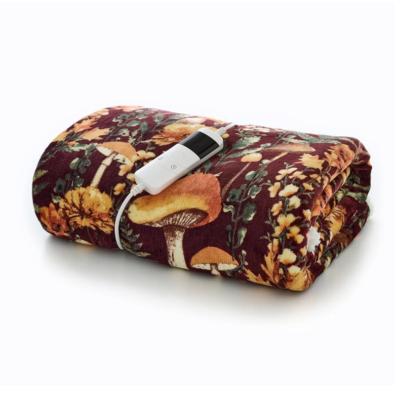 Mushroom Heated Throw 140x180cm Wine