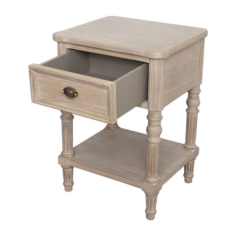 Heritage Willow 1 Drawer Side/Lamp Table with Shelf Natural