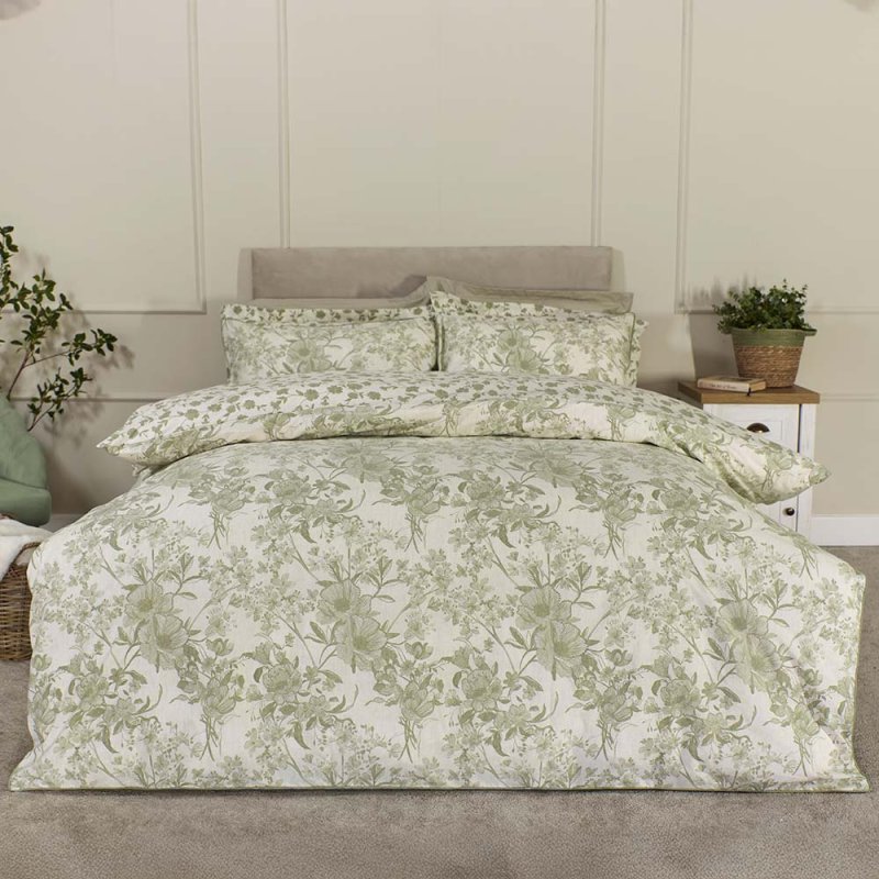 Ada Reversible Double Duvet Cover Set Green