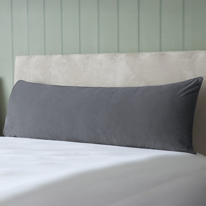Velvet Bolster Cushion 43x120cm Charcoal