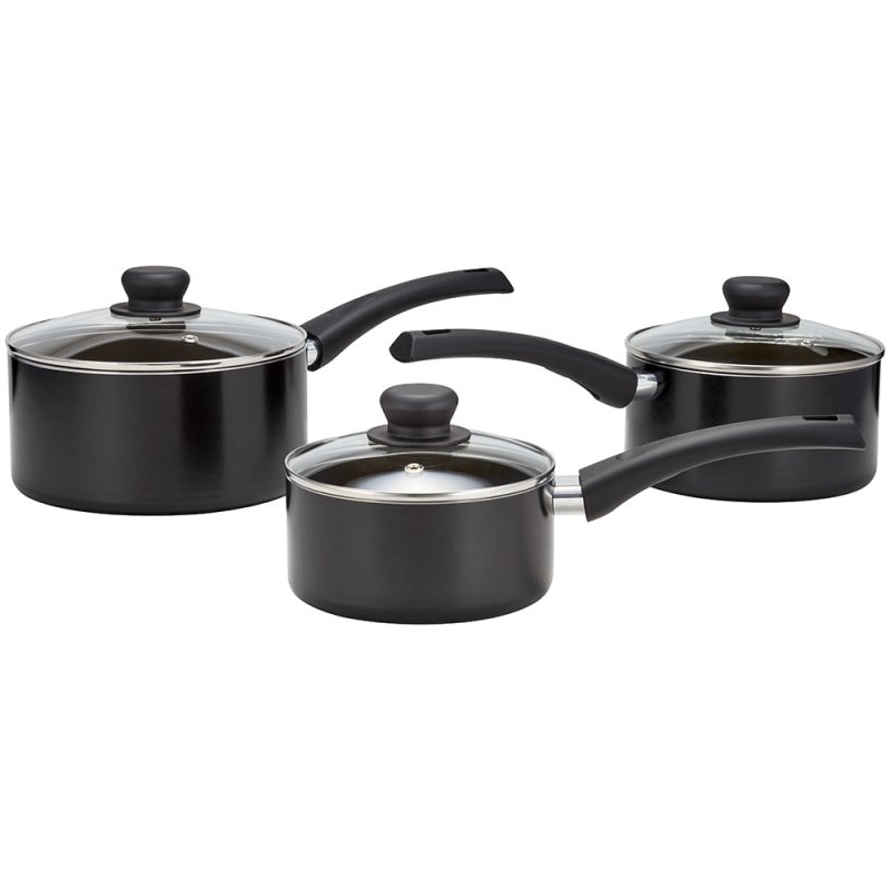 Judge Essentials Radiant Non-Stick 3 Piece Saucepan Set Black