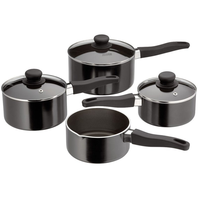 Judge Essentials Non-Stick 4 Piece Saucepan Set Black