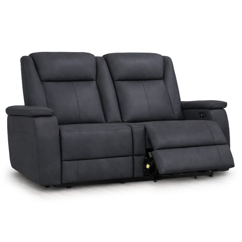 Jungfrau 2 Seater Electric Reclining Sofa Faux Suede Graphite