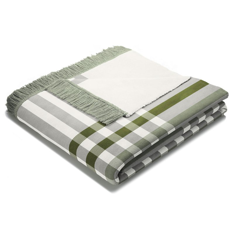 Biederlack Border Check Throw 140cm x 180cm Green 