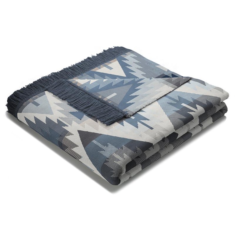 Biederlack Ikat Diamond Throw 140cm x 180cm Blue