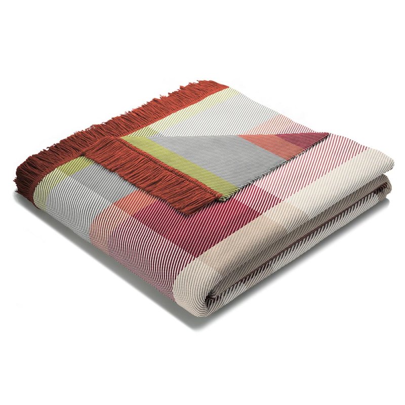 Biederlack Panel Check Throw 140cm x 180cm Bordeaux