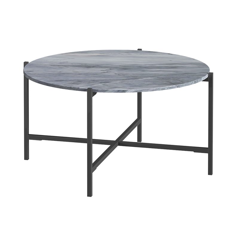 Marmora Round Coffee Table Grey Marble & Grey
