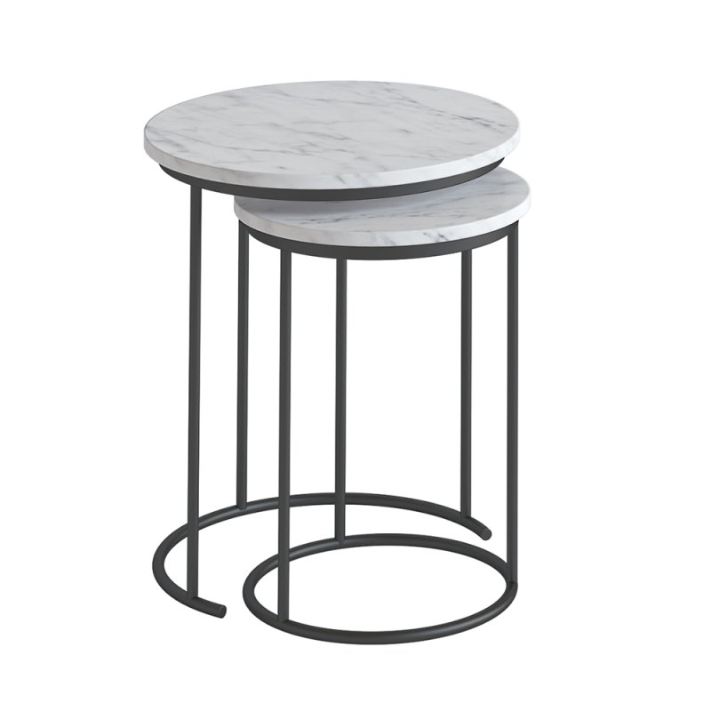Marmora Nest Of Tables (Set of 2) White Marble & Grey