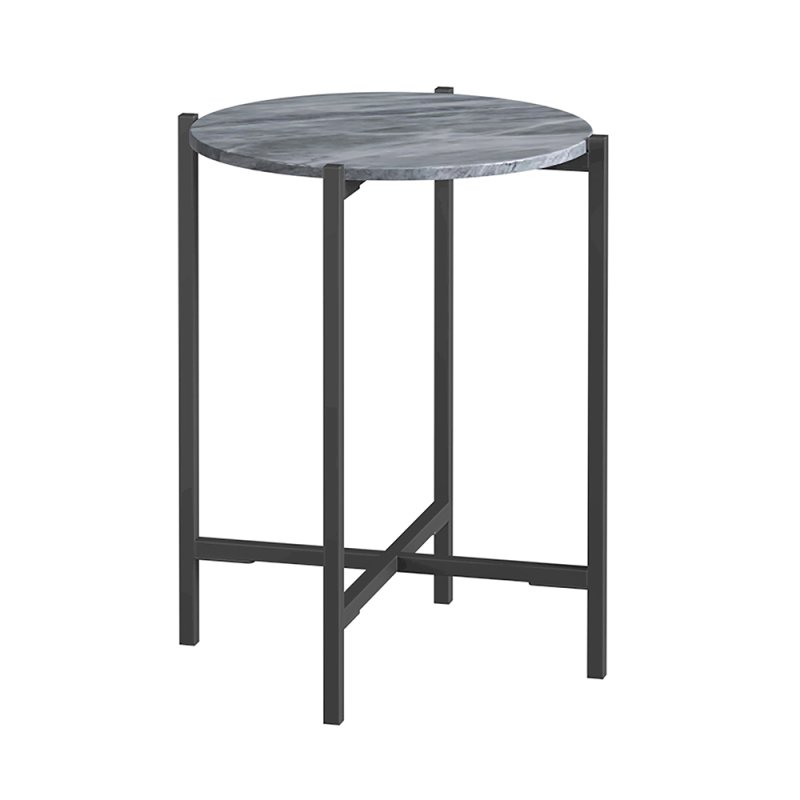 Marmora Round Side/Lamp Table Grey Marble & Grey