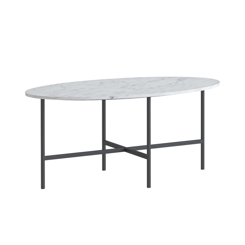 Marmora Oval Coffee Table White Marble & Grey