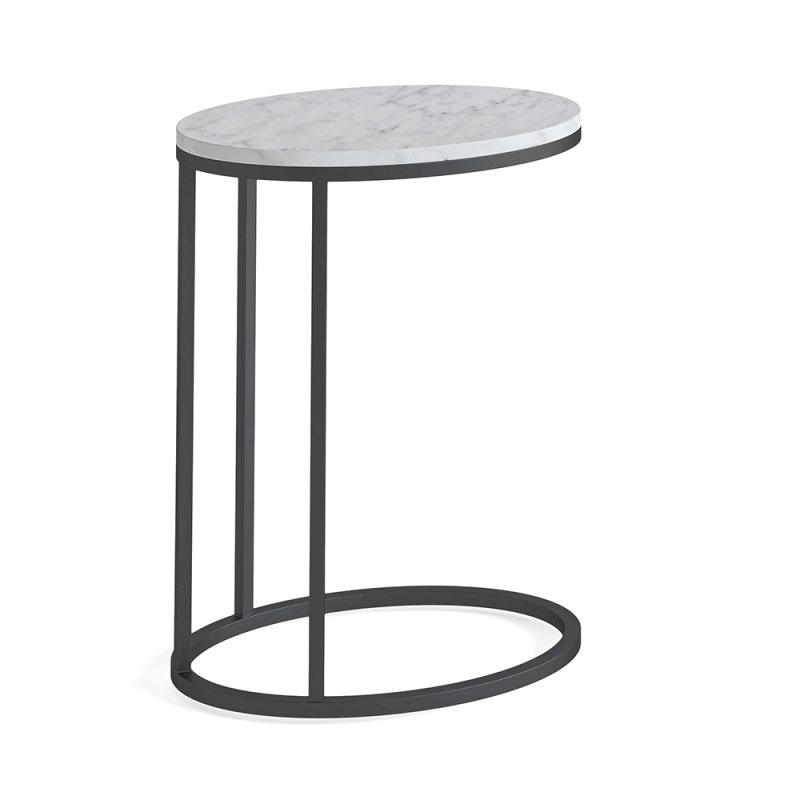 Marmora Oval  Sof/Side Table White Marble & Grey