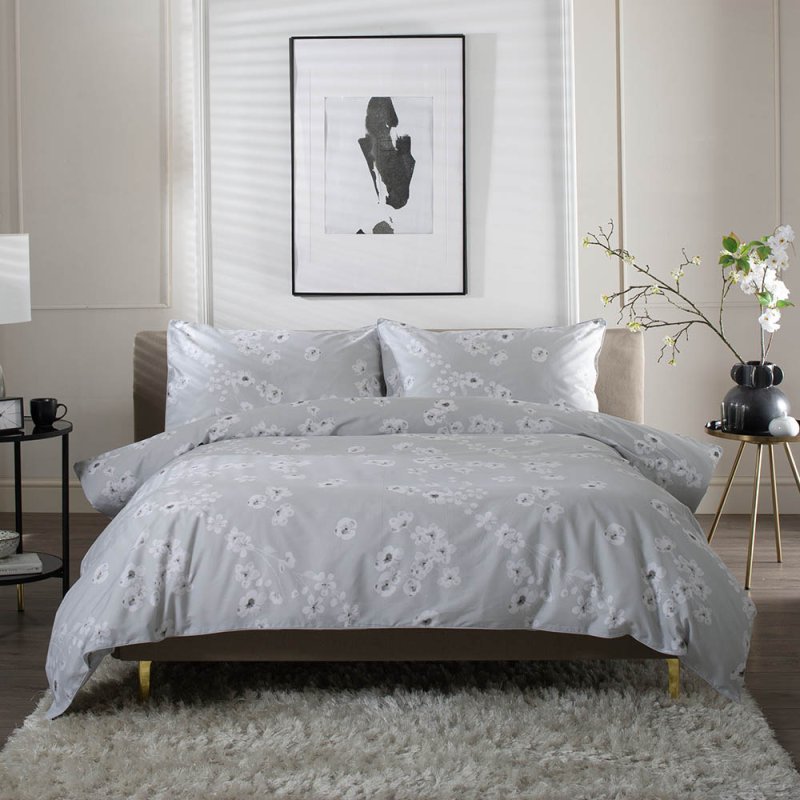 The Lyndon Company Petite Fleure Super King Duvet Cover Set Grey