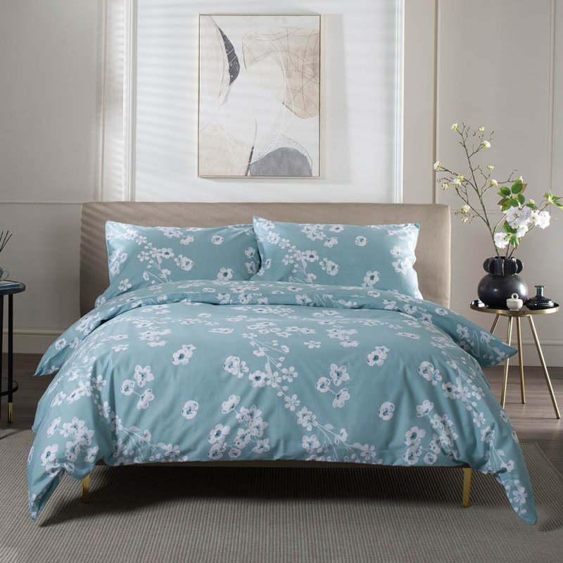 The Lyndon Company Petite Fleure Double Duvet Cover Set Duck Egg