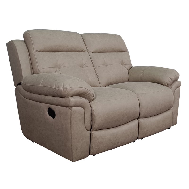 Holstein 2 Seater Manual Reclining Sofa Faux Suede Beige