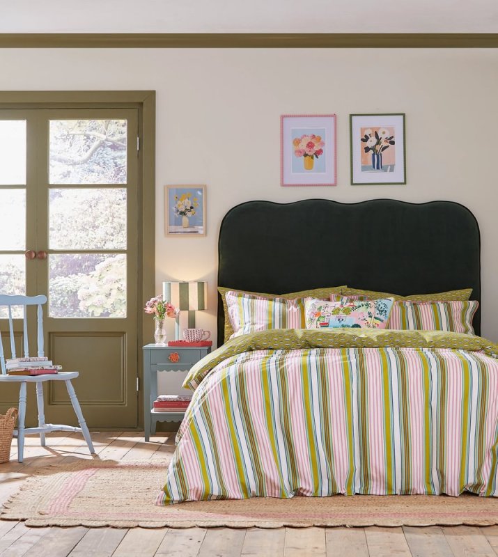 Land & Shore Raven Stripe Reversible Single Duvet Cover Set Multi-Coloured