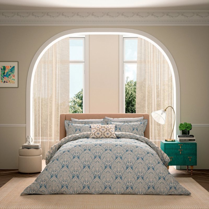 V&A Lerena Reversible Double Duvet Cover Set Blue