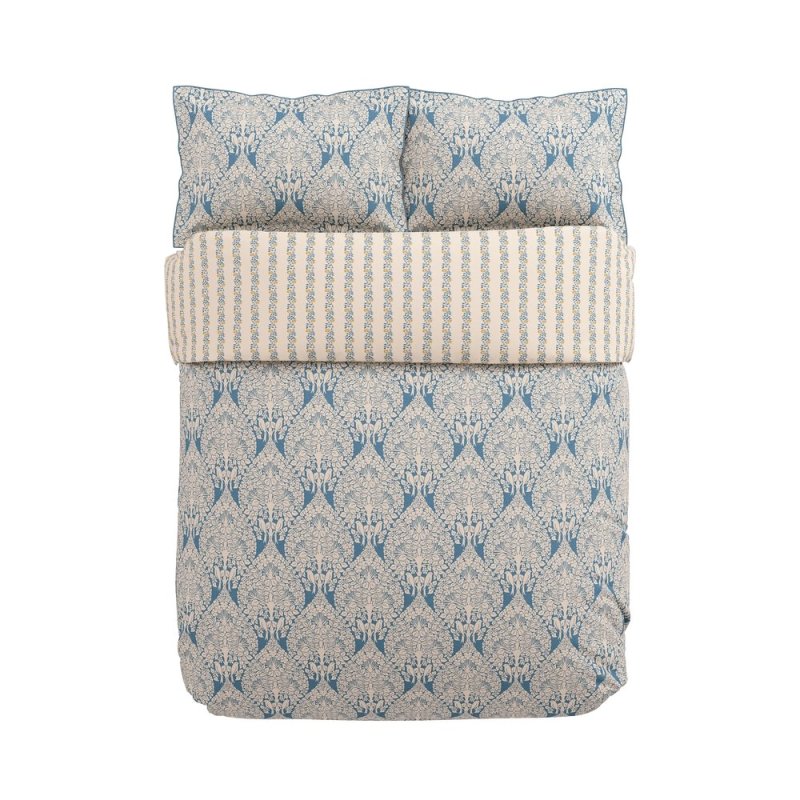 V&A Lerena Reversible Super King Duvet Cover Set Blue Cut Out