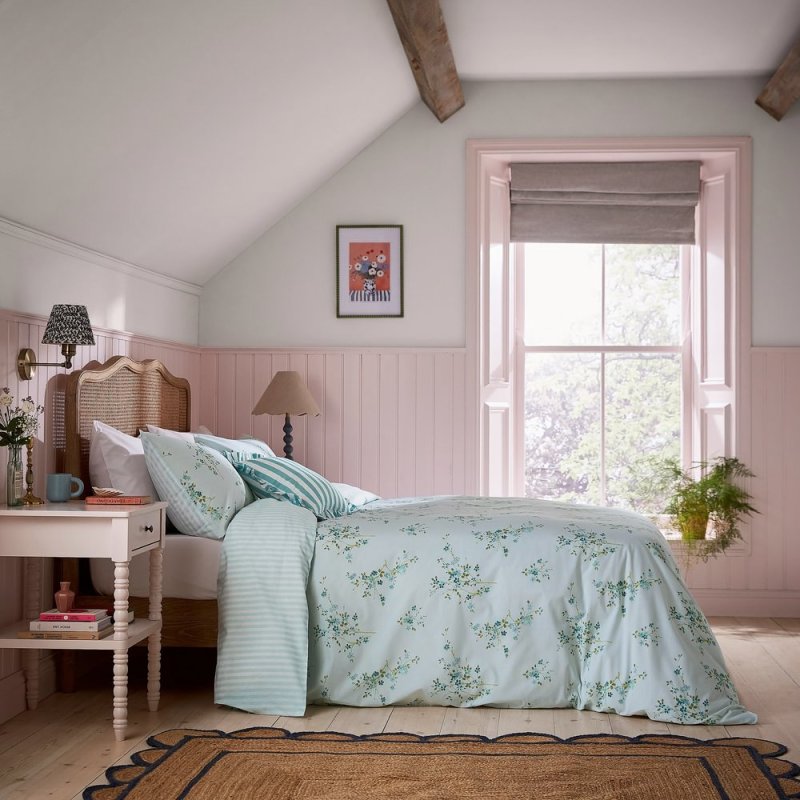 Helena Springfield Blossom Print Reversible Single Duvet Cover Set Aqua
