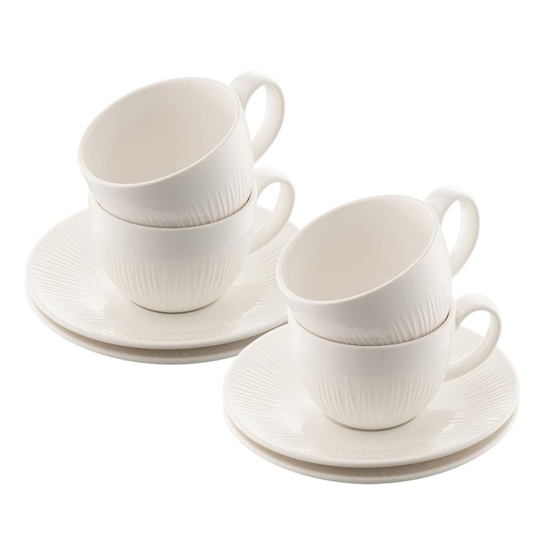Belleek Erne Teacup & Saucer (Set of 4)