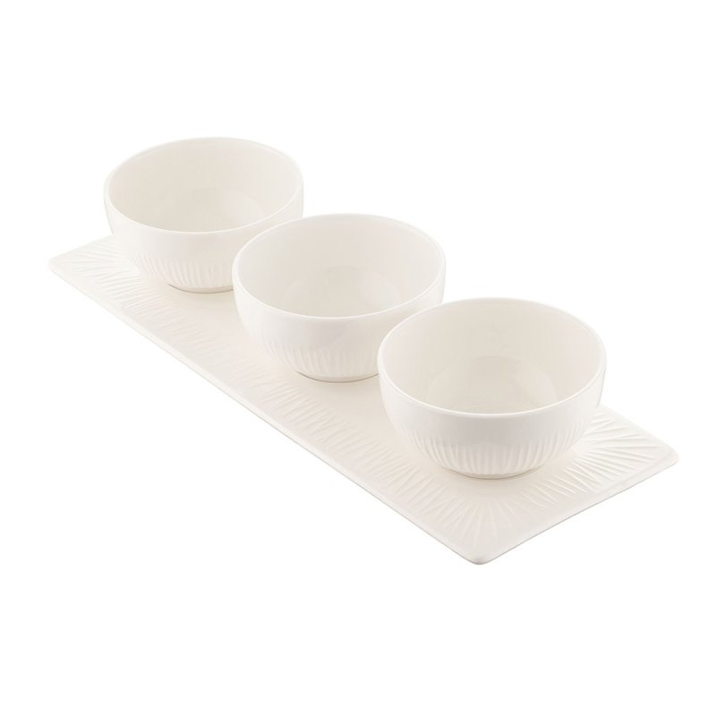 Belleek Erne 3 Piece Serving Bowl Set with Tray