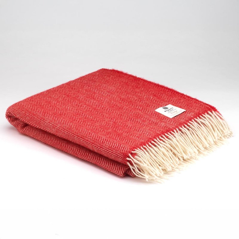 McNutt Heritage Holly Red Herringbone Throw 145cm x 200cm Red