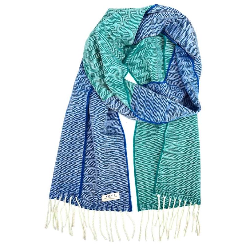 McNutt Lambswool Scuba Wave Scarf 30cm x 180cm Blue