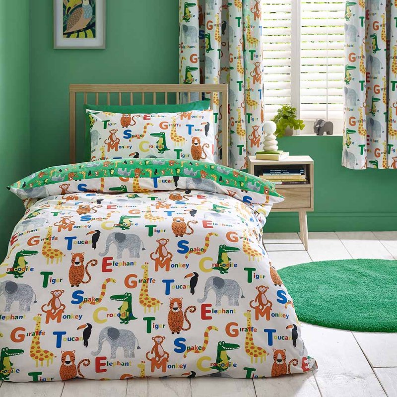 Catherine Lansfield Animal Magic Reversible Single Duvet Cover Set Natural Side 1
