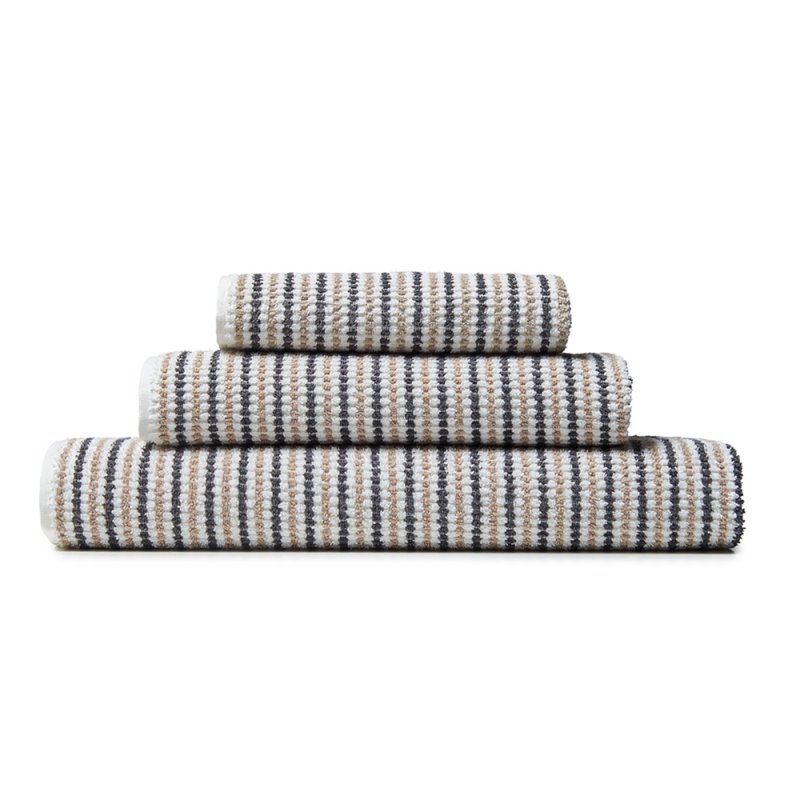 Catherine Lansfield Rice Weave Stripe Bath Towel Grey Stacked