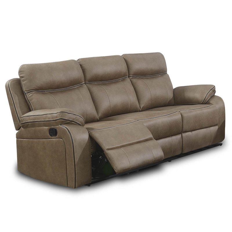 Angelica 3 Seater Manual Reclining Sofa Faux Suede Tan