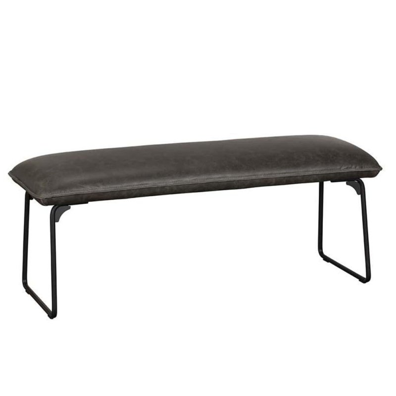 Cooper Low 2 Person Dining Bench Faux Leather Grey Angle Front View