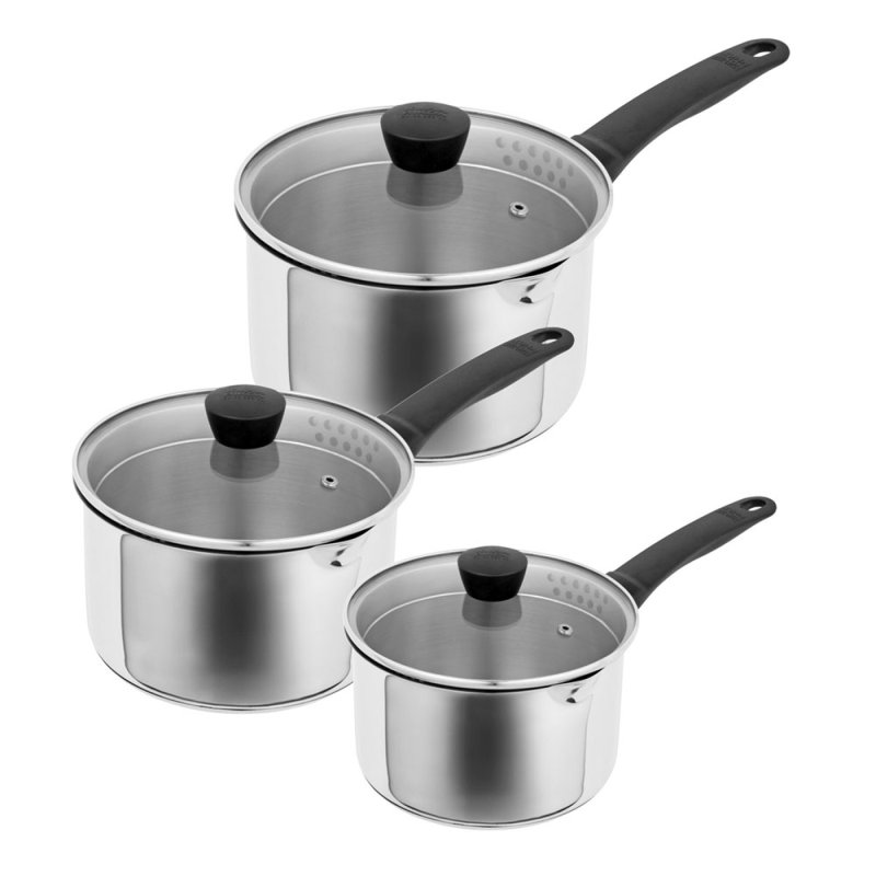 Kuhn Rikon Classic Plus 3 Piece Saucepan Set With Draining Lids Stainless Steel