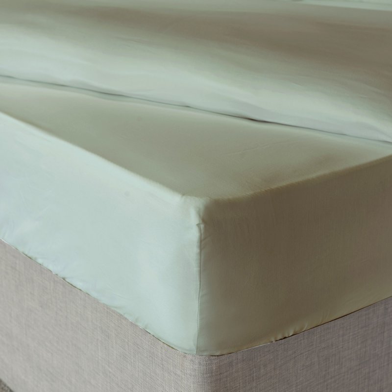 Belledorm 500 Thread Count Cotton Rich Super King Fitted Sheet Sage Green (15")