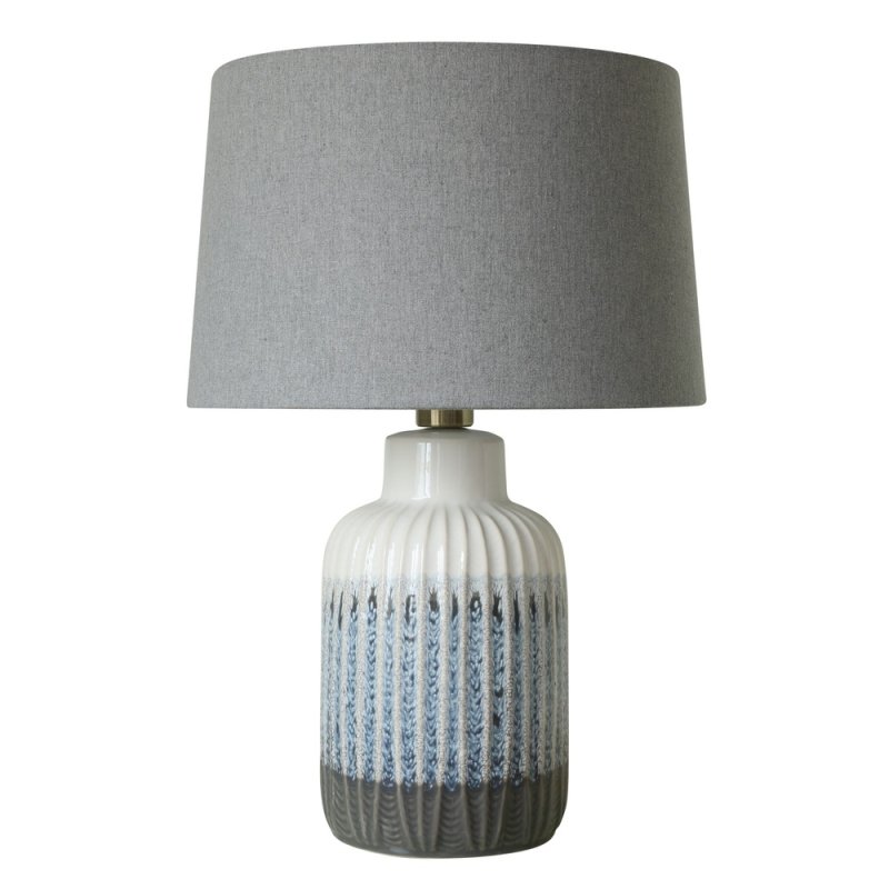 Mindy Brownes Hallie Table Lamp Grey, Blue & White Base With Grey Linen Shade