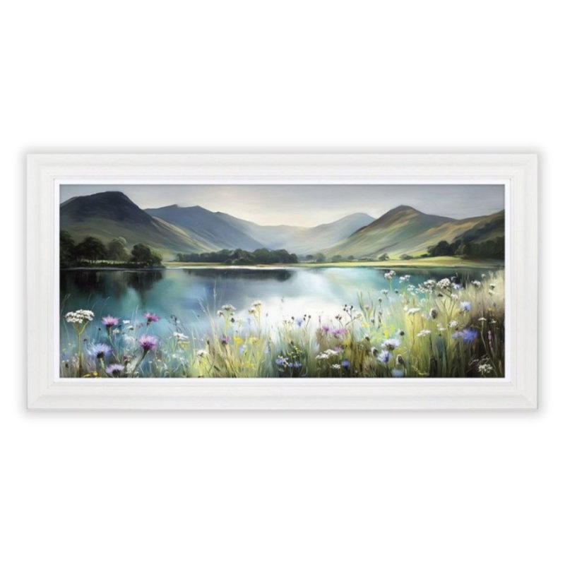 Artko Lakeland Dawn 111cm x 56cm Picture By Simon Hartley White Frame
