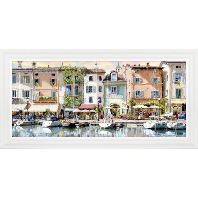 Artko Harbour Café 111cm x 56cm Picture By The Macneil Studio White Frame