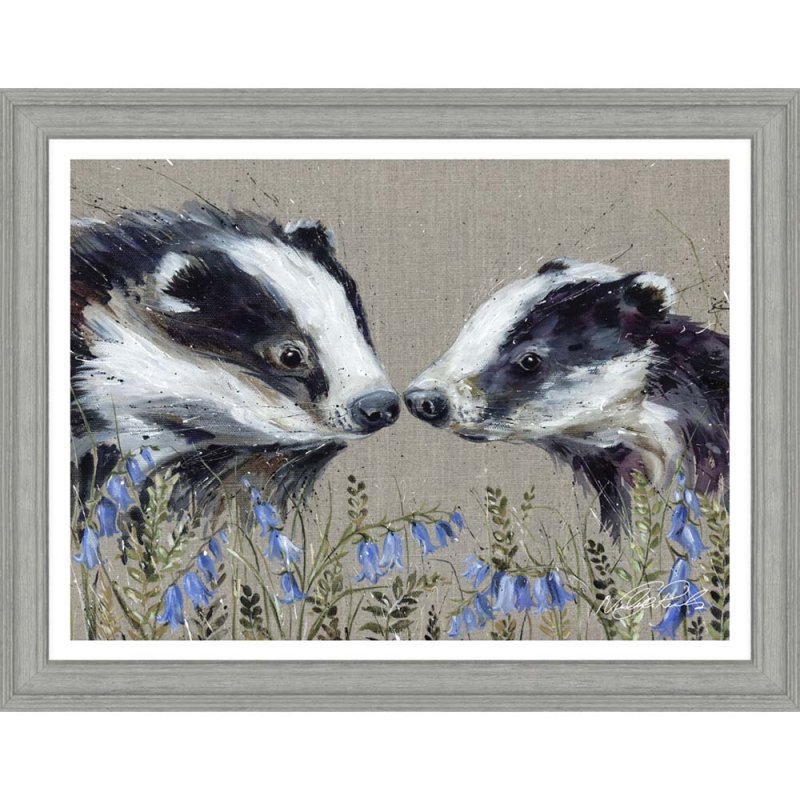 Artko Billy and Belle 45cm x 35cm Picture By Nicola Jane Rowles Grey Frame