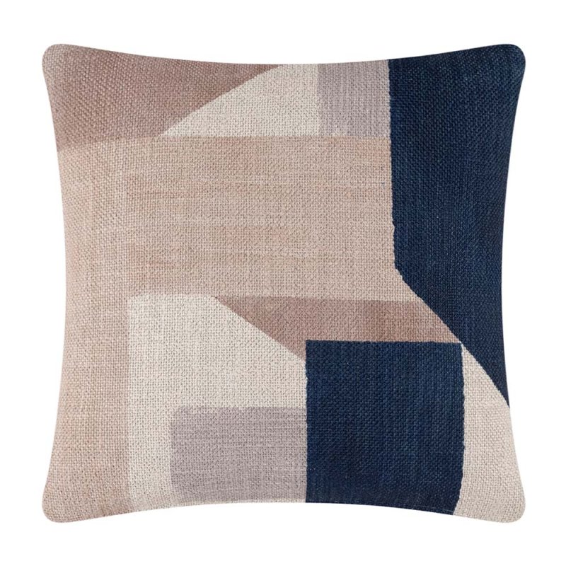 SCATTER BOX Geo Block Cushion 45cm x 45cm Natural/Midnight Front