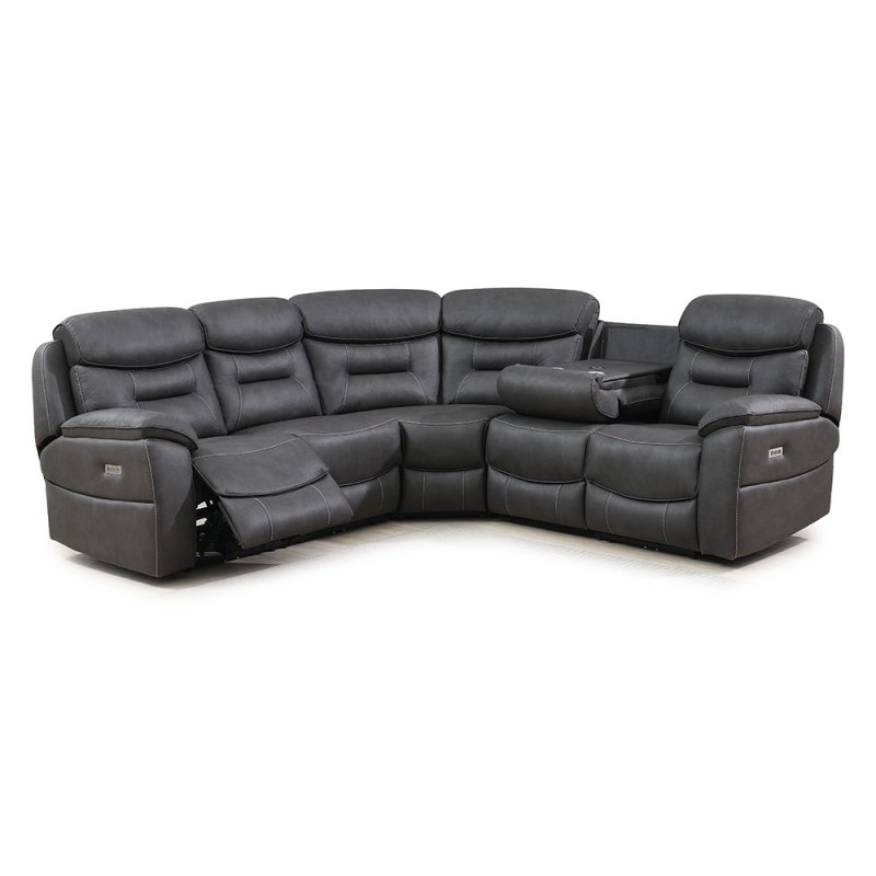 Cordon 4+ Seater Corner Electric Reclining Sofa With Dropdown Tray & USB Charger Faux Leather