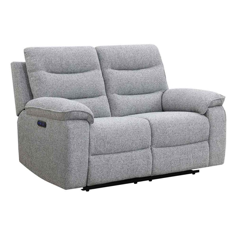 Anton 2 Seater Electric Reclining Sofa Fabric Silver