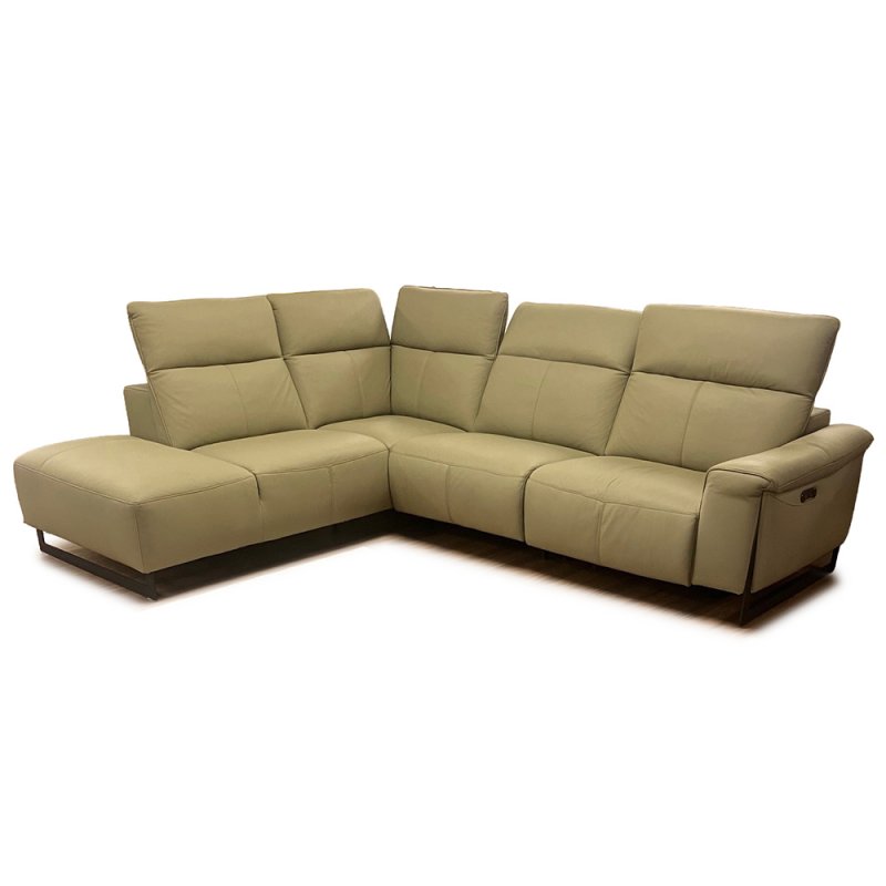 Andrea 4+ Electric Reclining Corner Sofa With End Terminal Leather Category 10 (S) Celadon Green