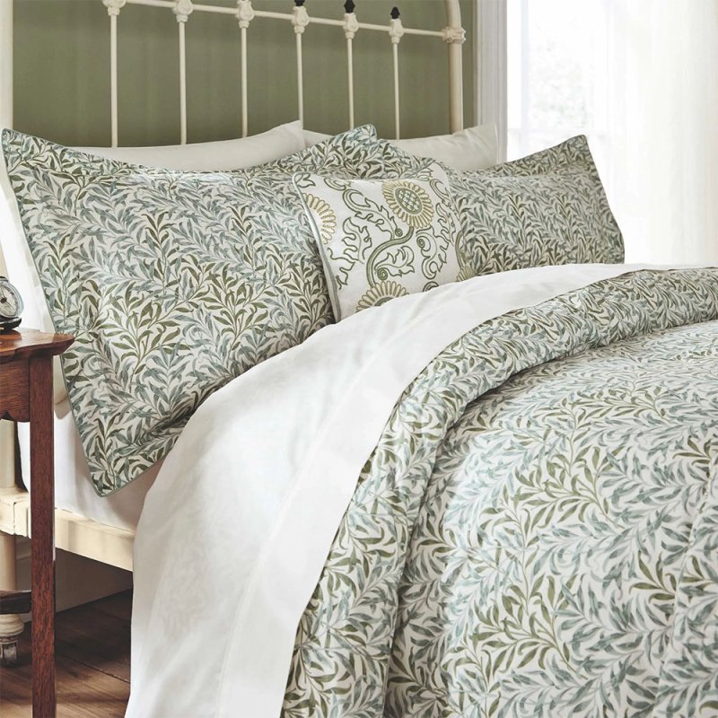Morris & Co Willow Boughs Reversible King Duvet Cover Set Sage Close Up