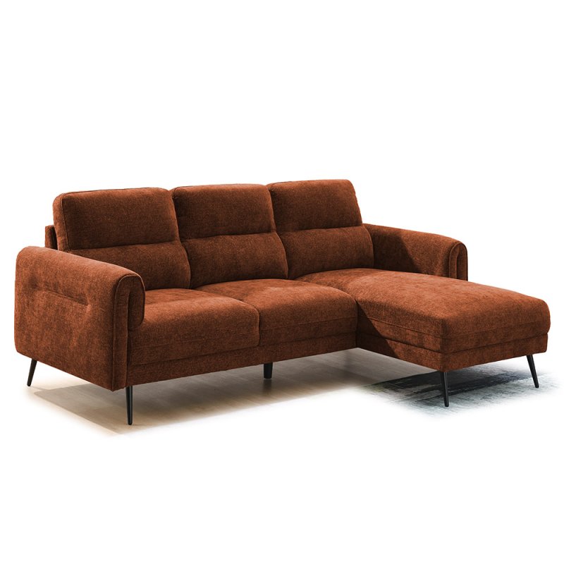 Valentia 3.5 Seater Sofa With Chaise LHF Fabric Terracotta