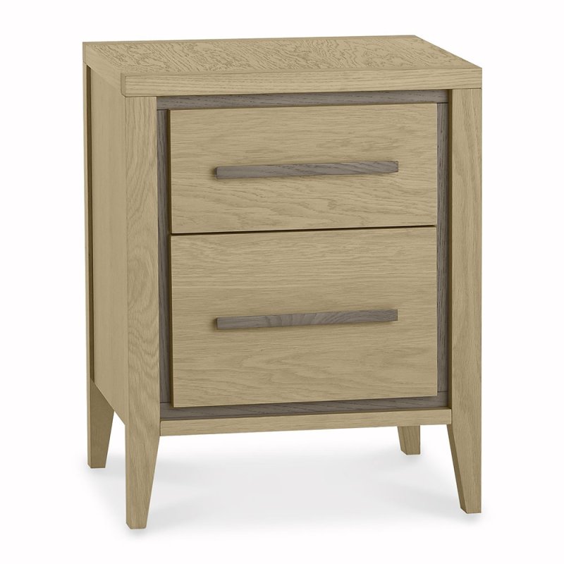 Rimini 2 Drawer Bedside Locker Aged Oak & Weathered Oak