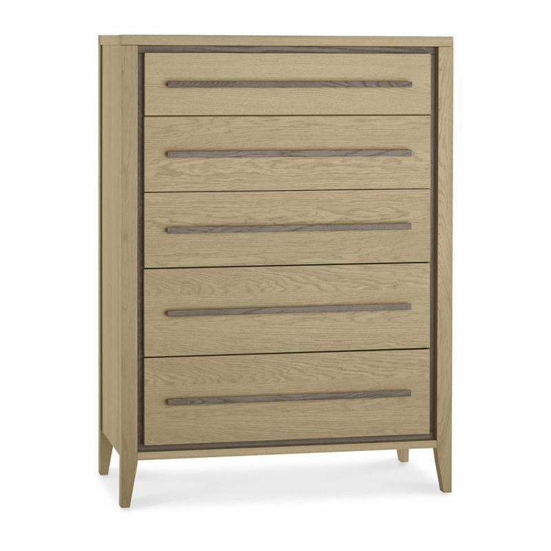 Rimini 5 Drawer Tallboy Aged Oak & Weathered Oak