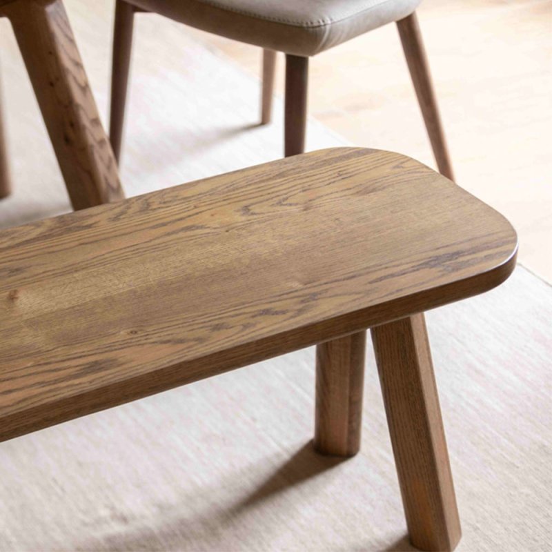 Austin 4 Person Dining Bench White Oak Close Up