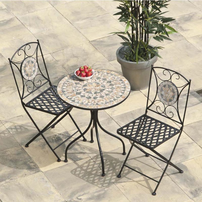 Algiers 2 Person Iron & Mosaic Outdoor Bistro Set Lifestyle