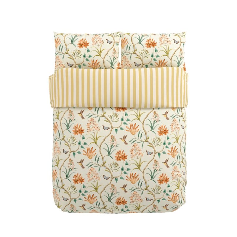 Sanderson Clementine Reversible King Duvet Cover Set Ochre/Conch Cutout