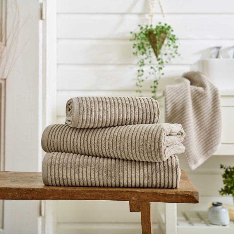 DEYONGS Sereno Soft Textured Bath Sheet Stone Lifestyle